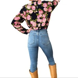 Vintage Long Sleeve Floral Blouse | Pearl Buttons